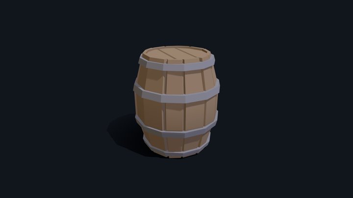 Stylized Low Poly Wooden Barrel 3D Model