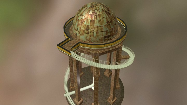 Water Tank Tower with Stairs 3D Model