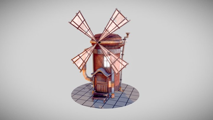 Fantasy Thermos Windmill 3D Model