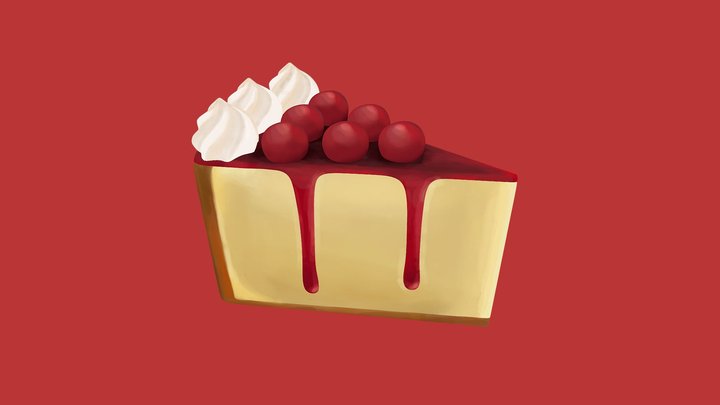 Cherry Cheesecake 3D Model
