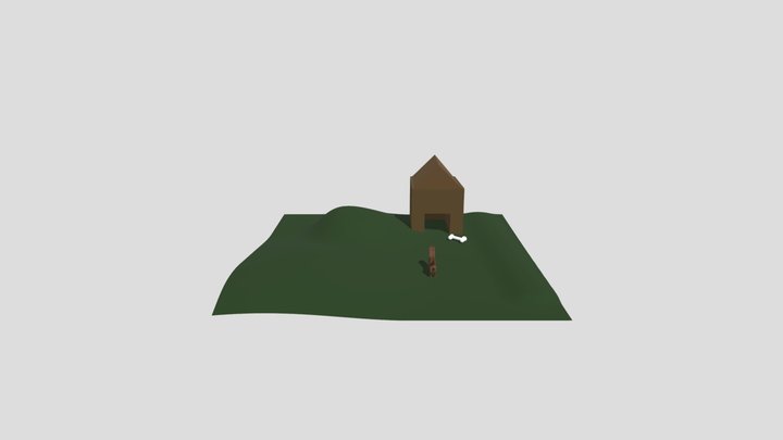 Dog on a terrain 3D Model