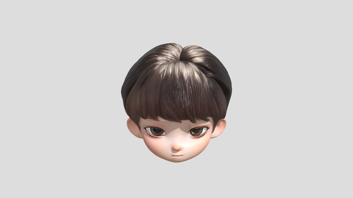 cartoon-style boy head 3D Model