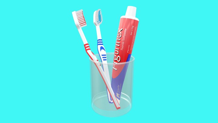 Toothpaste and Toothbrush 001 3D Model