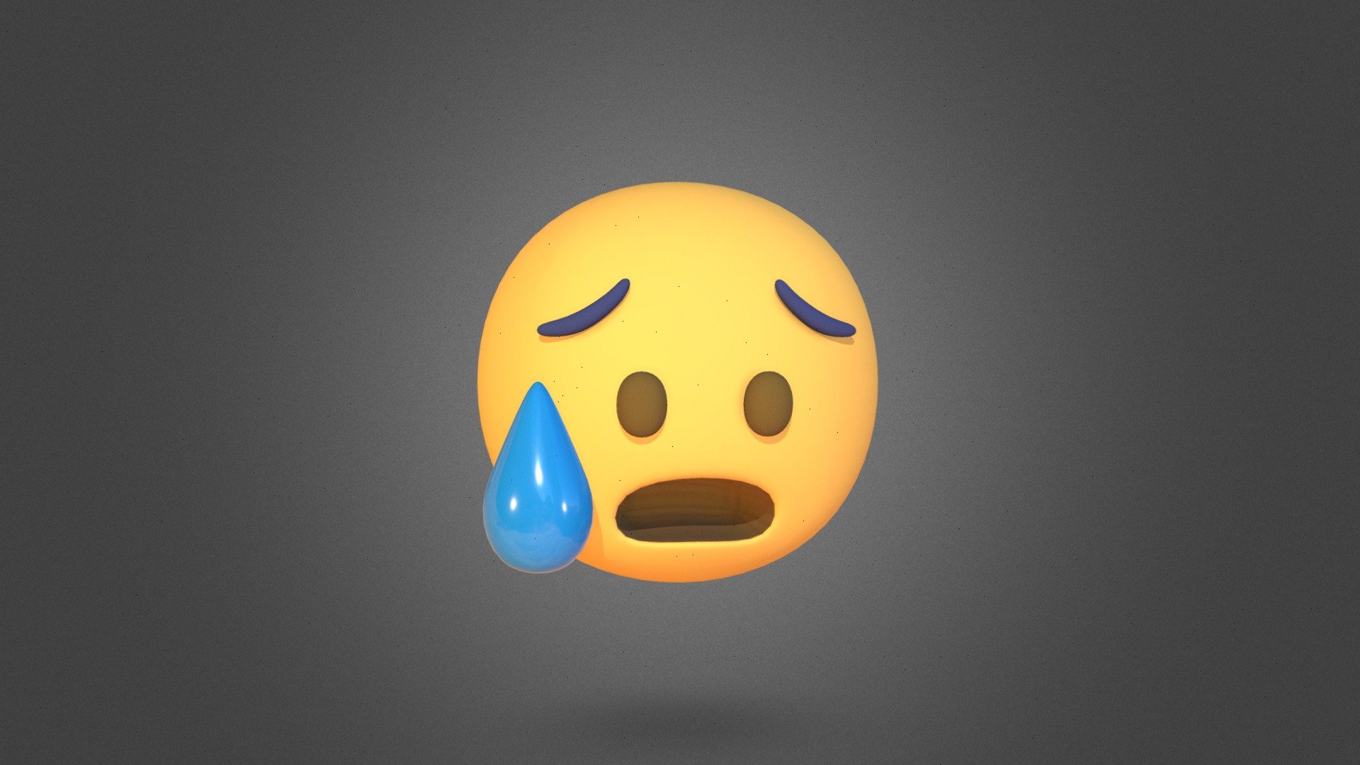 Anxious Face With Sweat Emoji - Buy Royalty Free 3d Model By 