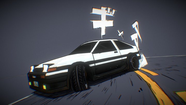 Drifting AE86 - Slow Motion Animated Version 3D Model