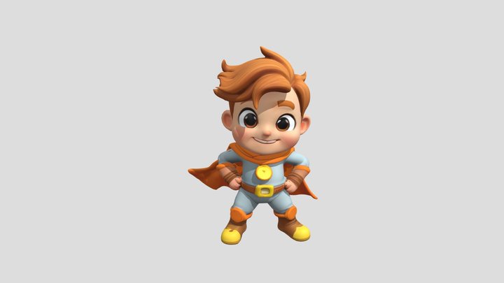 Animated superhero kid 3D Model