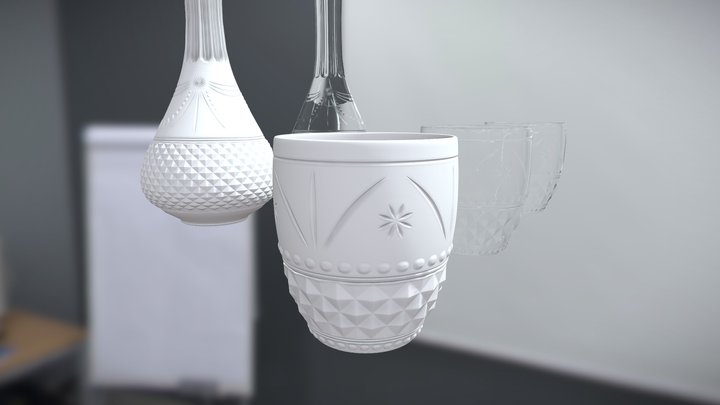 Decanter set fancy hi & low 3D Model