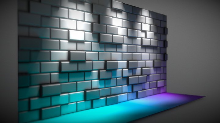 White brick wall 3D Model