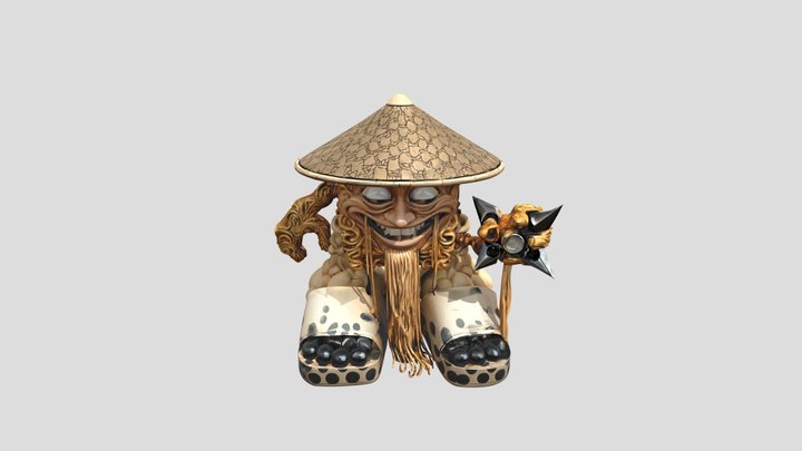 Noodle character with straw hat 3D Model