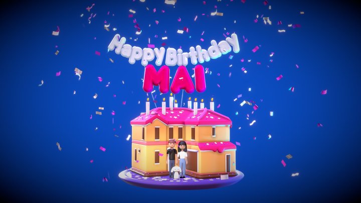 Birthday House Cake 3D Model