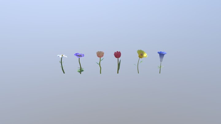 Low poly flowers 3D Model