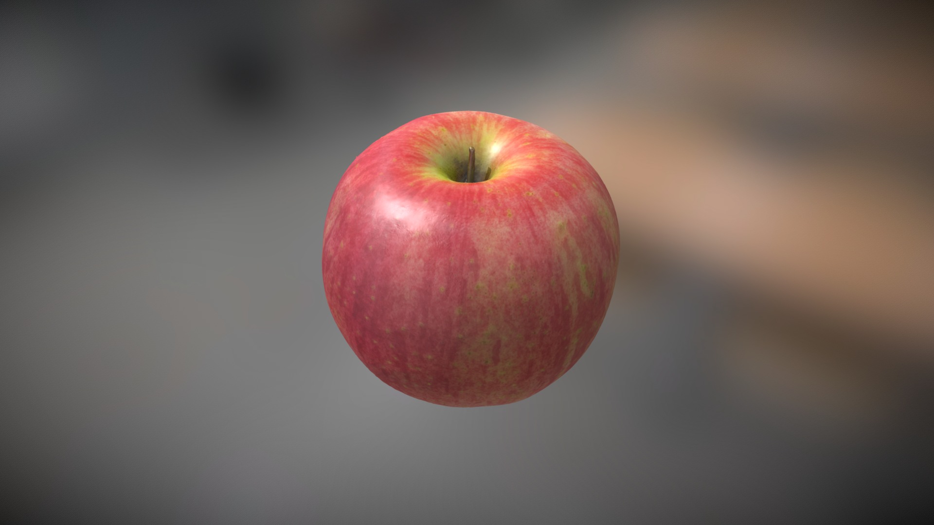 3D model Red Apple - This is a 3D model of the Red Apple. The 3D model is about a red apple on a table.