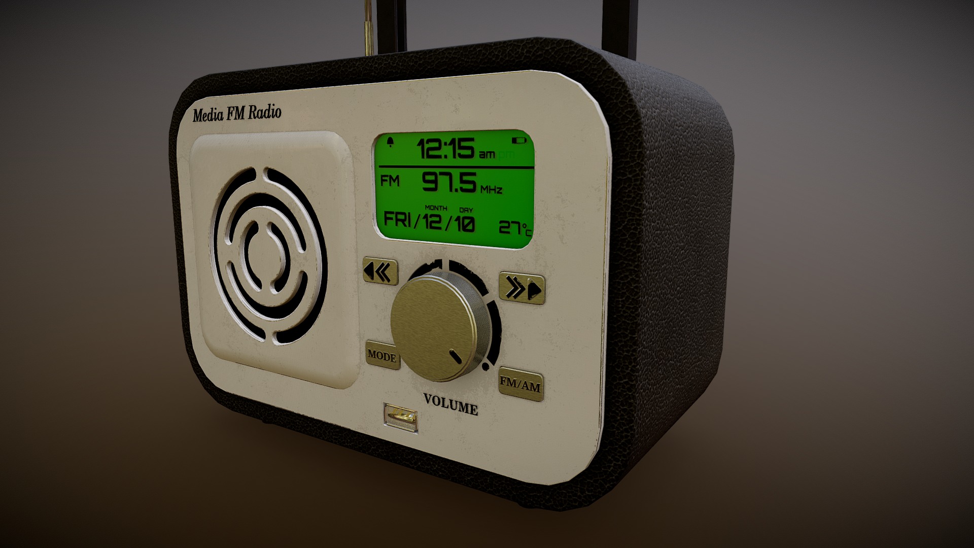 3D model Mini FM Radio v1.1 - This is a 3D model of the Mini FM Radio v1.1. The 3D model is about a white and green electronic device.