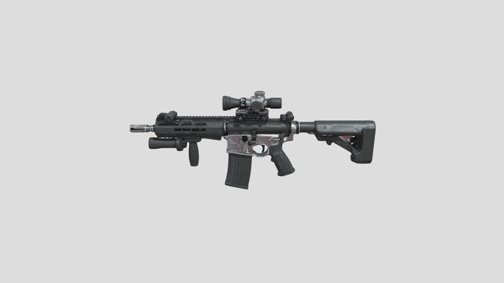 M4A1 gun for fps game 3D Model