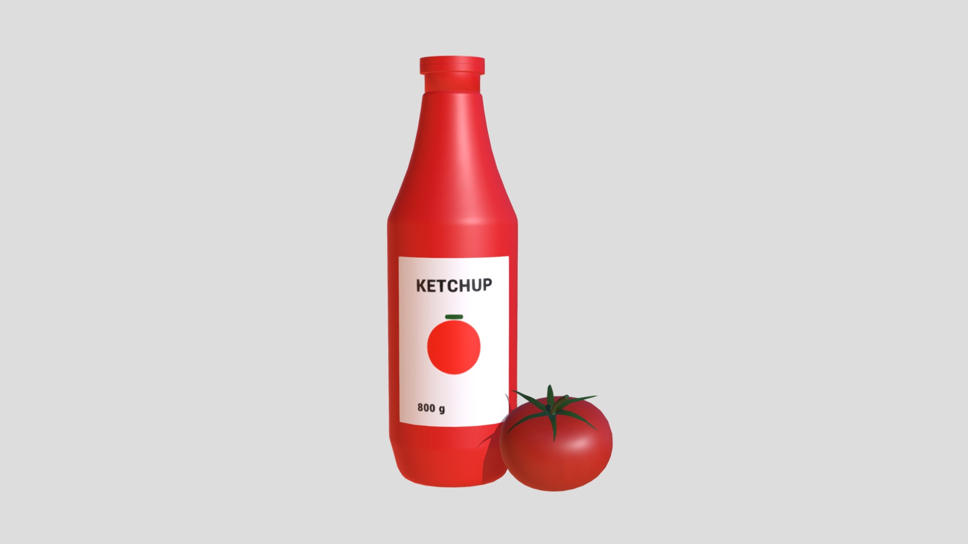 3D model Ketchup (mockup) - This is a 3D model of the Ketchup (mockup). The 3D model is about a red bottle with a red label.