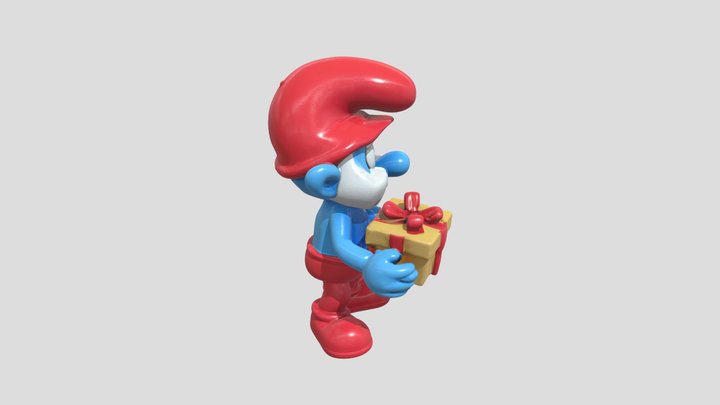 بابا سنفور مع هدية 3D Model