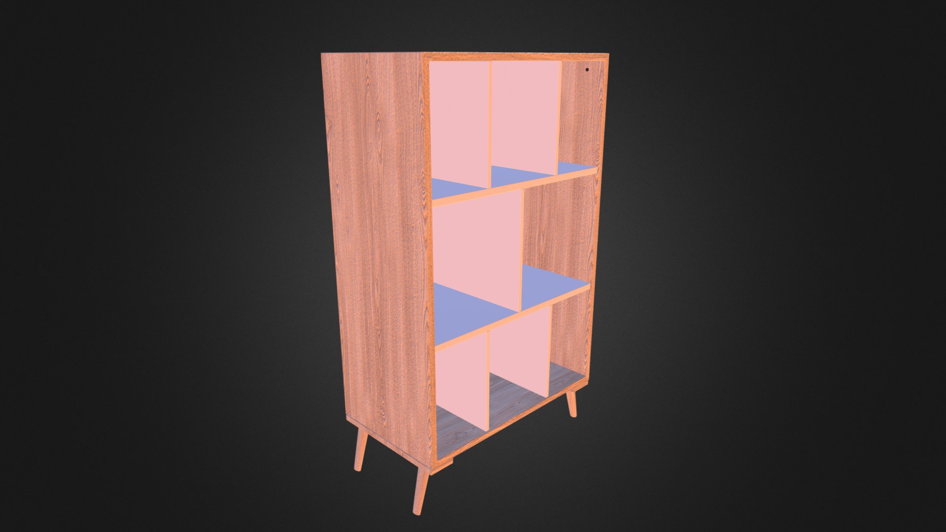 3D model Wooden Children’s Shelf - This is a 3D model of the Wooden Children's Shelf. The 3D model is about a wooden chair with a blue and white design.