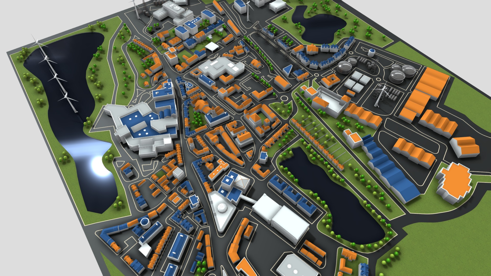 3D model 3d city map1 - This is a 3D model of the 3d city map1. The 3D model is about a circuit board with many chips.