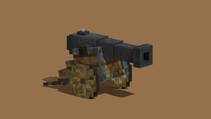 Minecraft - Wagon Cannon (Free) 3D Model