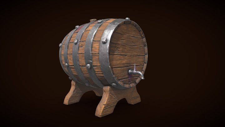 Medieval Wine Barrel 3D Model
