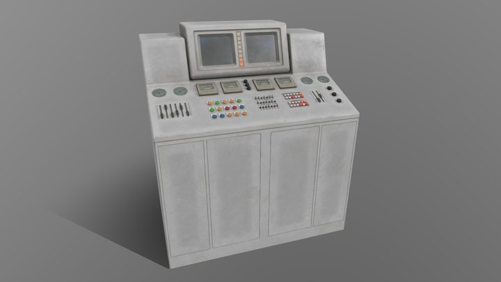 Stylized Retro Control Console 3D Model