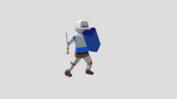 Azure Sentinel - Low-Poly Blue Knight 3D Model