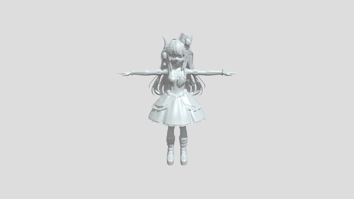 Gothic anime girl 3D model in T-pose – Free 3D Model STL
