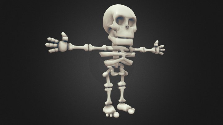 Low Poly Cartoon Skeleton 3D Model