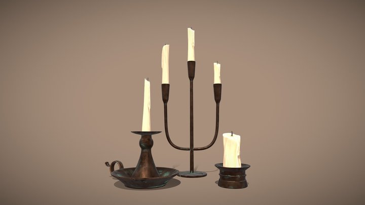 Medieval Candle Holders 3D Model