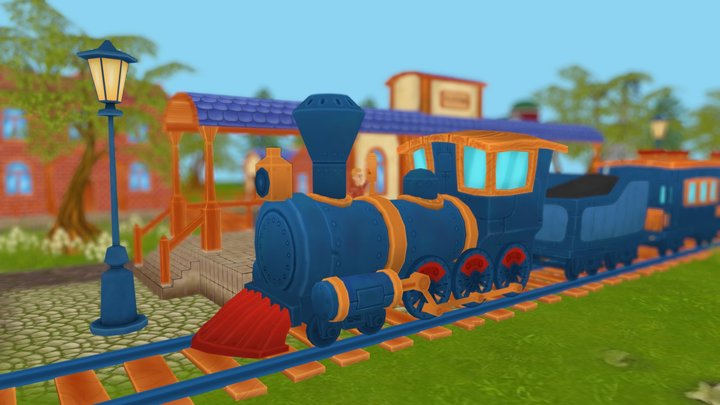 Cartoon Locomotive 3D Model