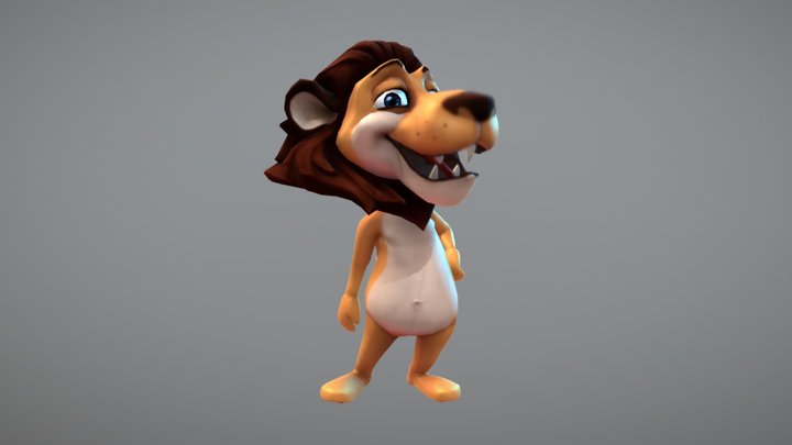 Jungle Animal: Cartoon Lion 3D Model