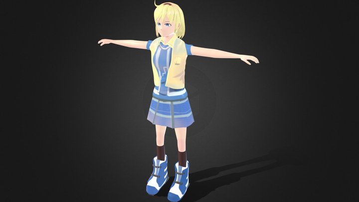 roller skates Girl 3D Model