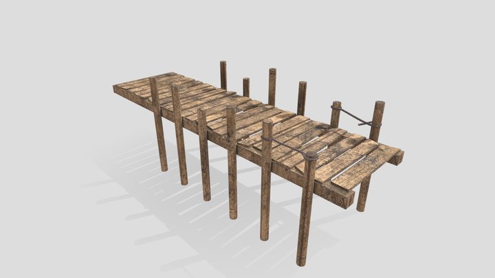 Rustic Wooden Dock 3D Model