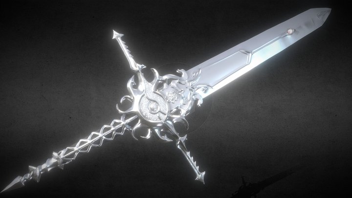 Intricate Silver Sword 3D Model