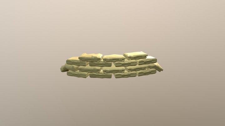 low poly Sand Bags 3D Model
