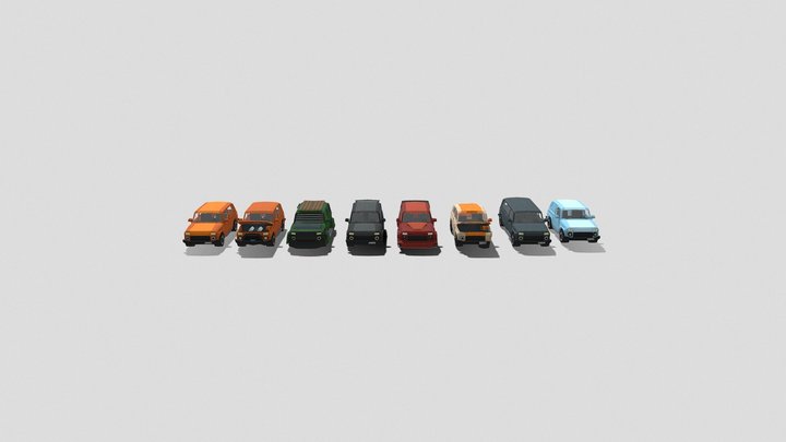 Low poly SUVs