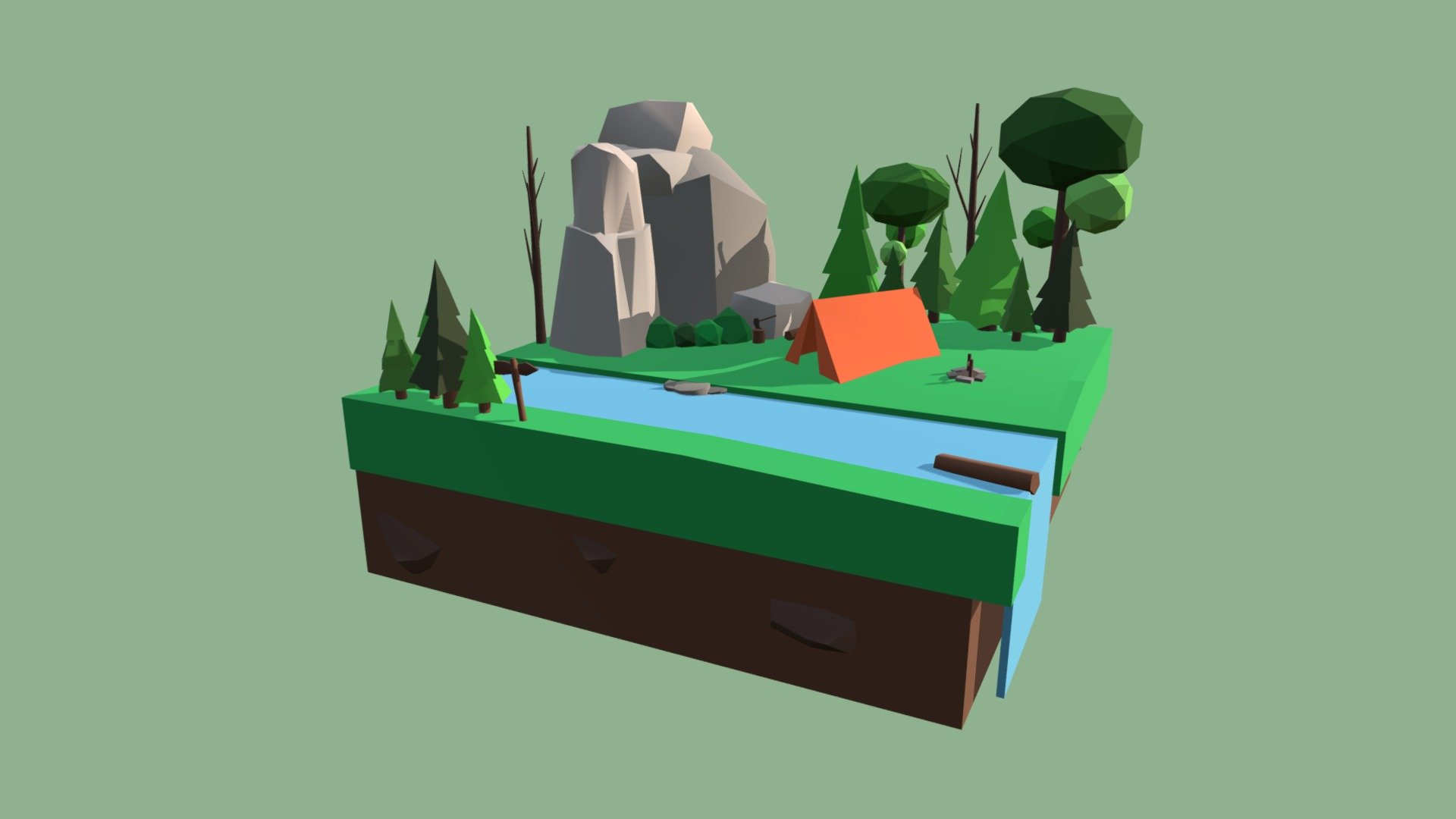 Low poly corner of nature
