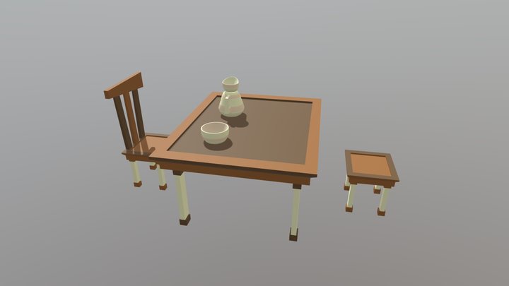 Table and Chair 3D Model