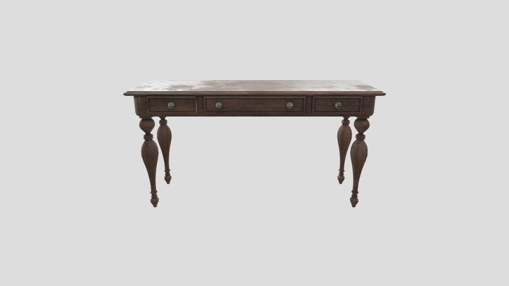 Wooden Desk 3D Model