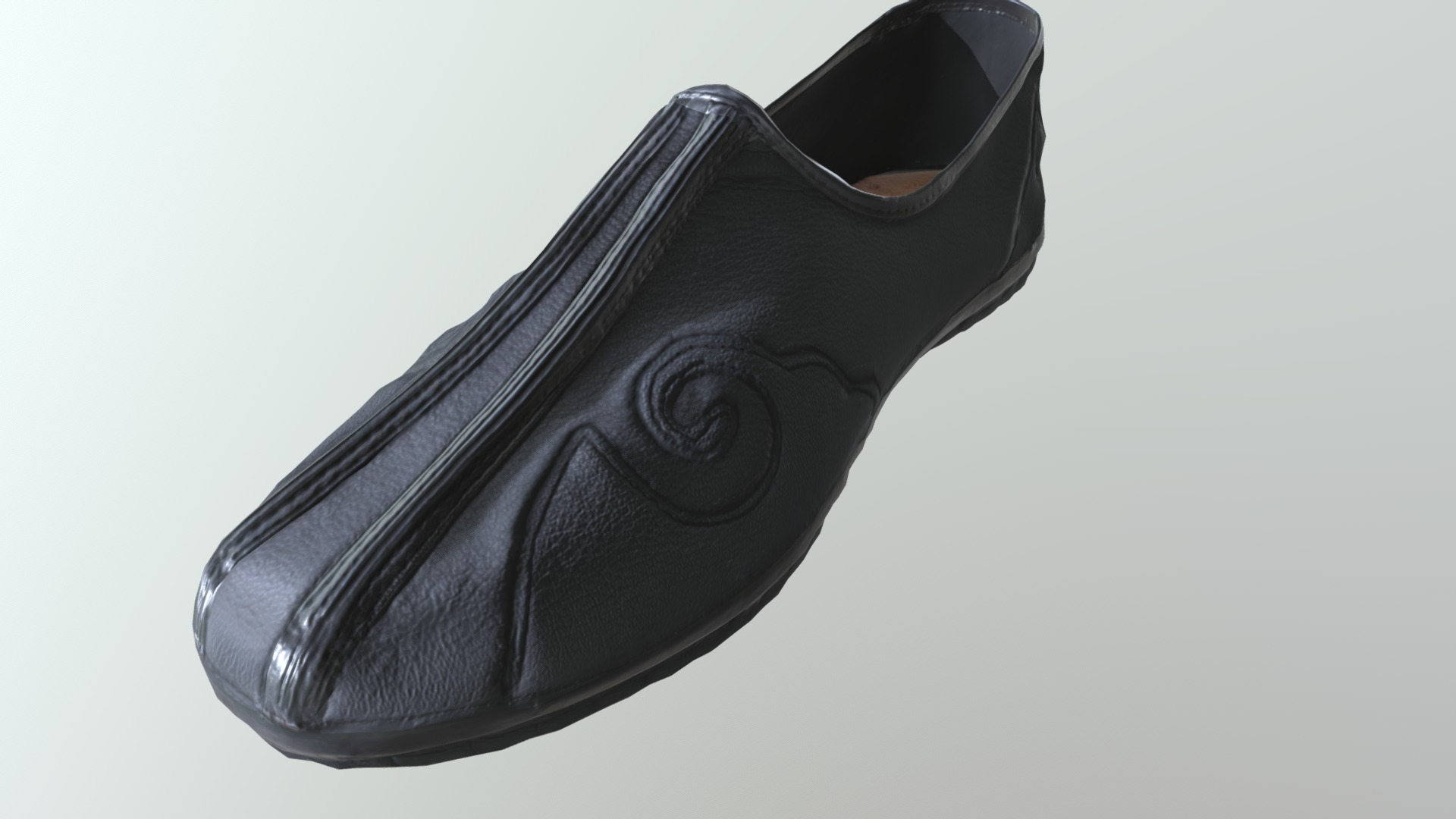 3D model Chinese style shoe 平步青雲鞋 - This is a 3D model of the Chinese style shoe 平步青雲鞋. The 3D model is about a black stapler on a white background.