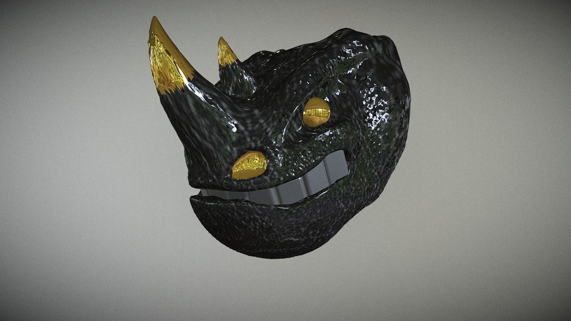 3D model Rino - This is a 3D model of the Rino. The 3D model is about a black and gold object.