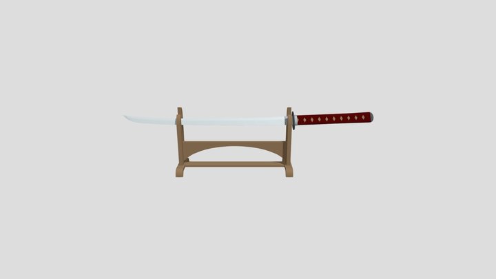 Katana in a Stand 3D Model