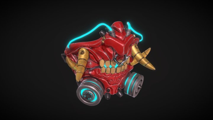 Cyberpunk Samurai Mask 3D Model