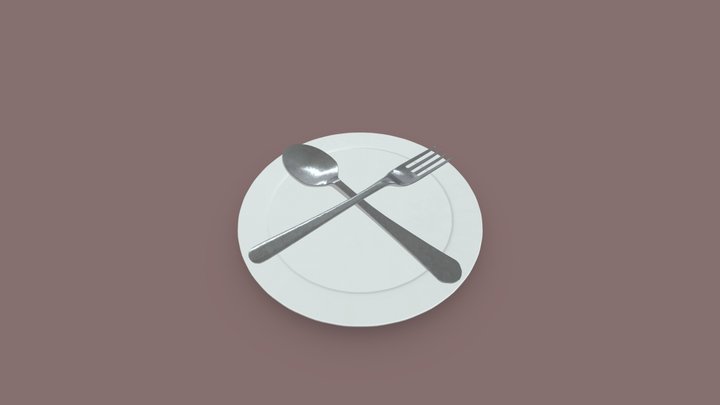 Dining Set (Plate, Spoon and Fork) 3D Model