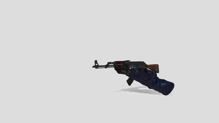 Ak-47 with arms and shoot animation 3D Model