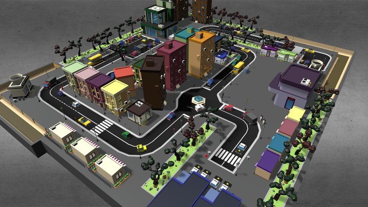 Low Poly City 3D Model