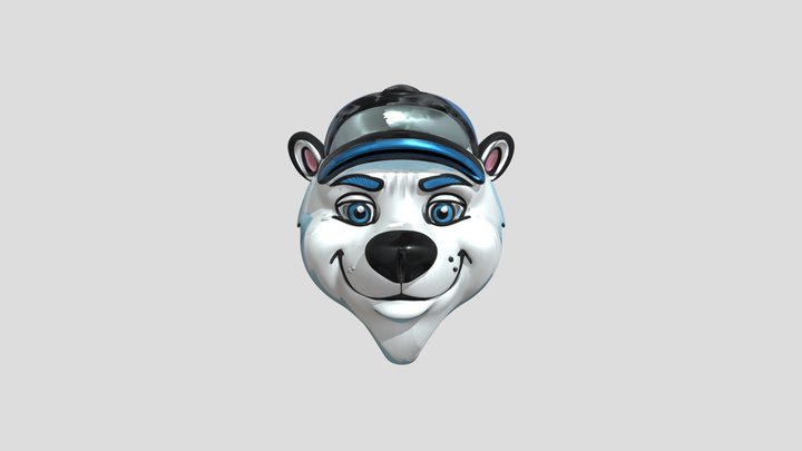 Cartoon polar bear head 3D Model