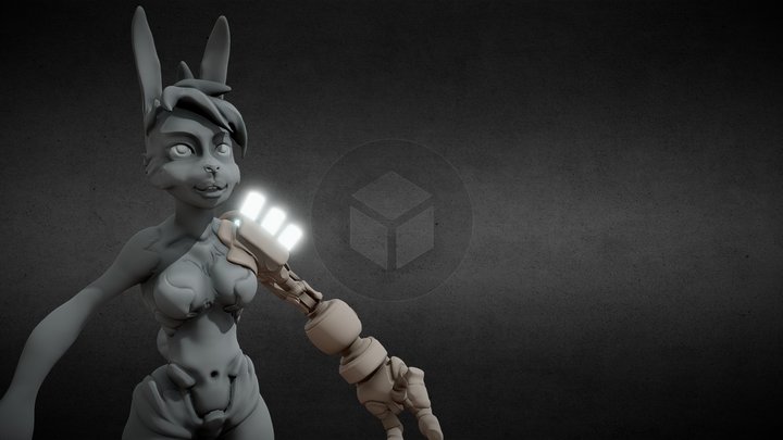 Furry bunny cyberpunk 3D Model
