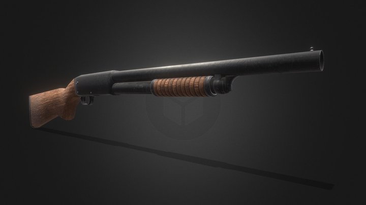 Ithaca M37 Shotgun - Royalty-Free Game Asset 3D Model