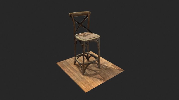 Wooden Stool Chair 3D Model